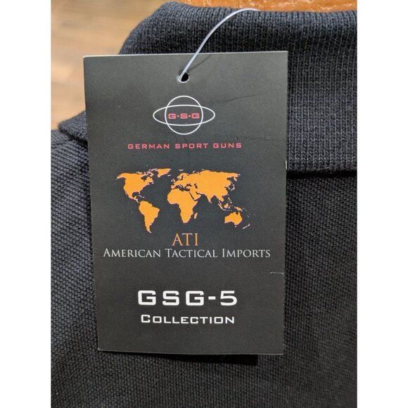 GSG-5 Collection Polo Shirt Embroidered Gun Design Black Short Sleeve Mens L - Picture 2 of 8